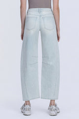 Crosbys's High Rise Strped Paint Spash Barrel Jeans