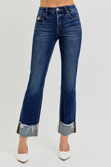 Skylar's TC High Rise Crop Straight Cuffed Jeans