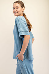 Curvy Cotton Poly Raw Seam Top