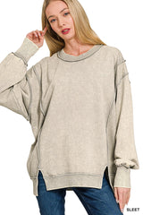 Acid Wash Exposed Seam Sweatshirt