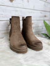 Everlee's Brown Suede Chunky Heeled Booties