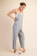 Spagetti Strap Cotton Jumpsuit with Pockets