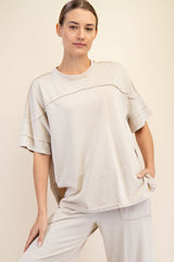 Curvy Cotton Poly Raw Seam Top