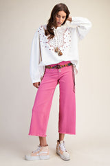 Button Front Stretch Twill Pants