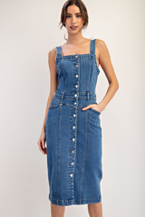 Button Down Denim Midi Dress