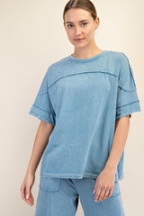 Curvy Cotton Poly Raw Seam Top