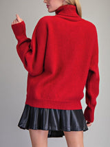 Red Merry Mock Neck Sweater