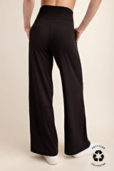Black Recycled Butter V Waist Wide Leg Pant