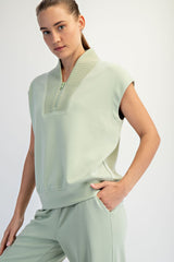 Modal Poly Span Ribbed Quarter Zip