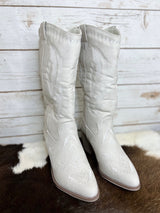 Maroney's Light Gray Embroidered Western Boots