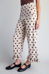 Polka Dot Ruffle Hem Pants