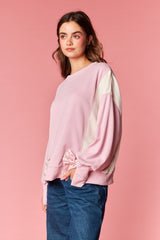 Floral Bow Panel Crewneck