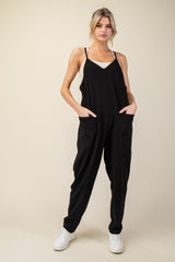 Spagetti Strap Cotton Jumpsuit with Pockets