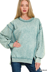 Acid Wash Exposed Seam Sweatshirt