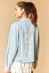 Light Denim Lace Bow Jacket