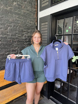 Scuba High Neck Half Zip Vest with Shorts Set