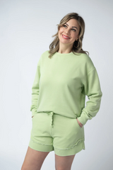 Curvy Green Vintage Wash Pullover