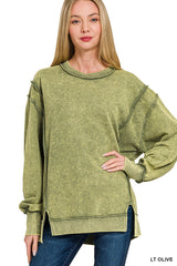Acid Wash Exposed Seam Sweatshirt