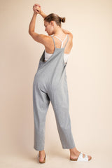 Spagetti Strap Cotton Jumpsuit with Pockets