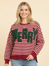 Red and White Stripe Merry Top