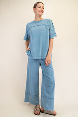 Curvy Cotton Poly Raw Seam Top