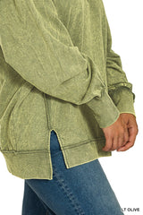 Curvy Acid Wash Exposed Seam Sweatshirt
