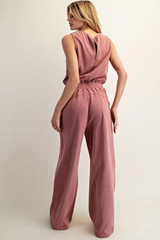 Raspberry Mineral Washed Sleeveless Jumper