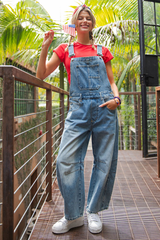 Denim Barrel Leg Overall's