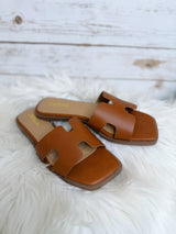 Penelope's Cognac Cut Out Flat Sandal