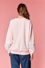 Pink Quilted Patchwork Crewneck