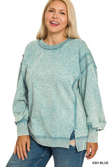 Curvy Acid Wash Exposed Seam Sweatshirt