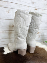 Maroney's Light Gray Embroidered Western Boots