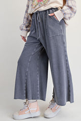 Ankle Blue Mineral Wash Terry Pants