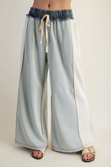 Sage Color Block Denim Pants