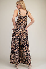 Leopard Print Jumpsuit With Red Side Stripe Detail