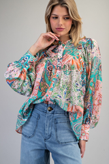 Paisley Button Down Top