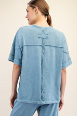 Curvy Cotton Poly Raw Seam Top