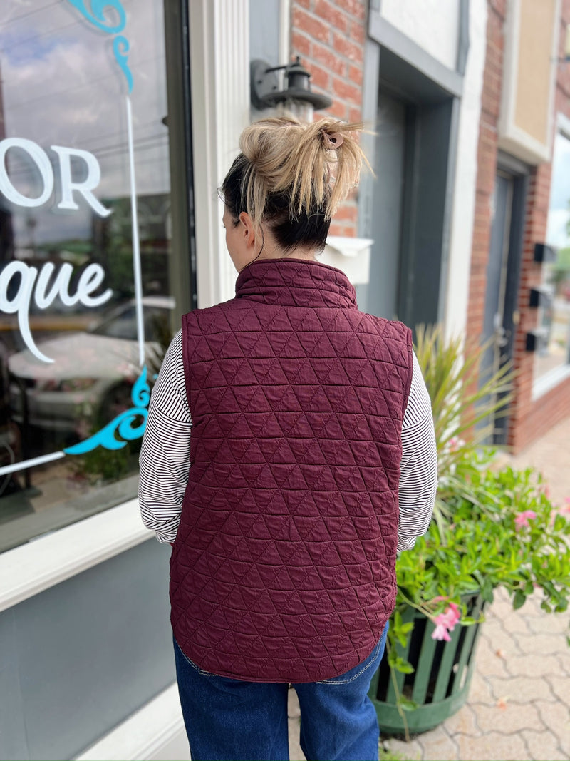 Polar Collar Zip Front Quilted Vest