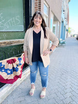 Curvy Ruched Sleeve Blazer