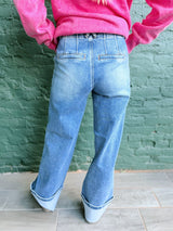 Caroline's High Rise Wide Leg Cuffed Hem Jeans