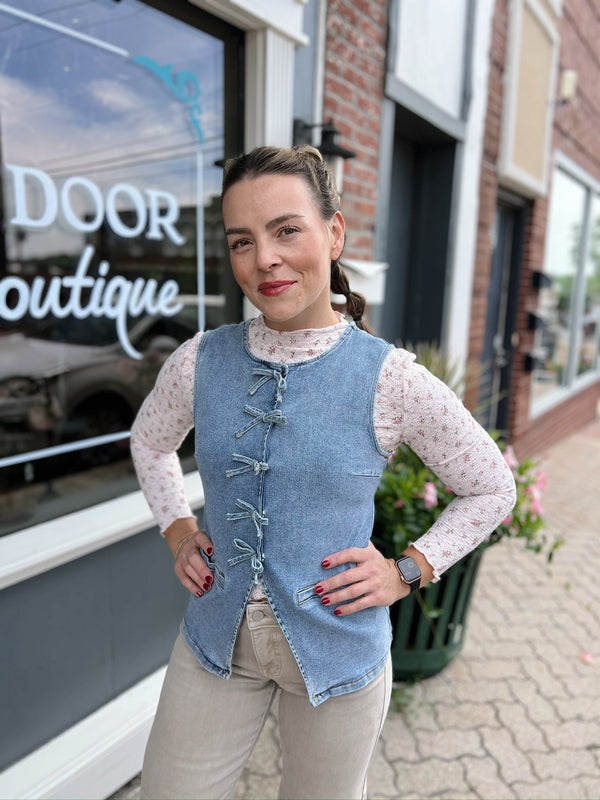 Denim Tied Fitted Vest