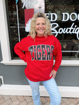 Red Tigers Polka Dot Mock Neck Sweatshirt