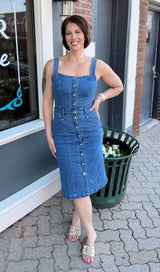 Button Down Denim Midi Dress