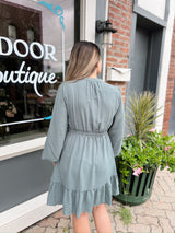 Long Sleeve Tiered Elastic Waist Dress