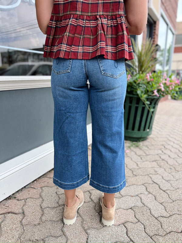 Bennett's Mid Rise Crop Wide Leg Jeans