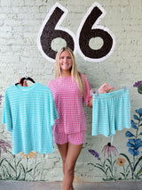Striped Raised Rib Shorts Set