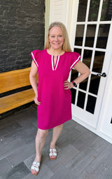 Knit Band Ruffle Sleeve Dress