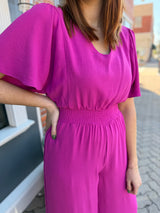 Flounce Sleeve Smock Waist Jumpsuit