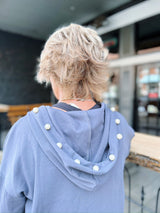 Charcoal Pearl Embellished Hooded Top