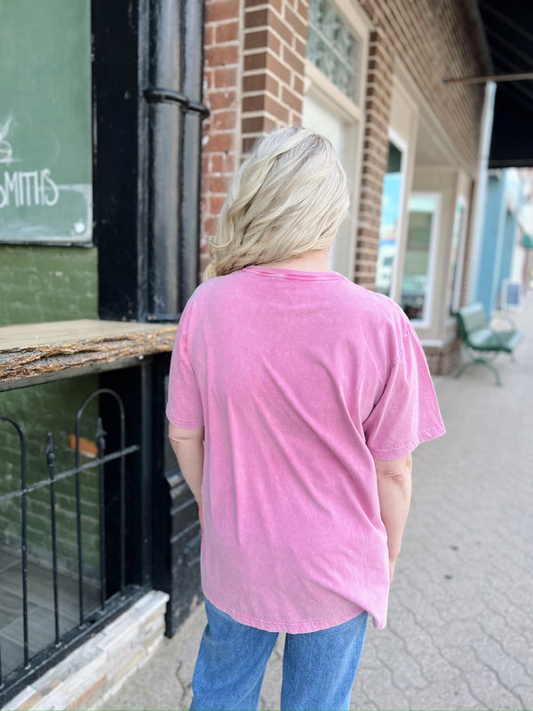 Pink Rock N Roll Vintage Graphic Tee